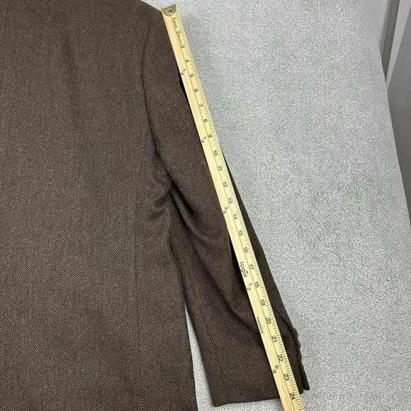 Brooks Brothers 346 Blazer Mens 41R Brown Herringbone Wool Suit Jacket READ - Picture 12 of 14
